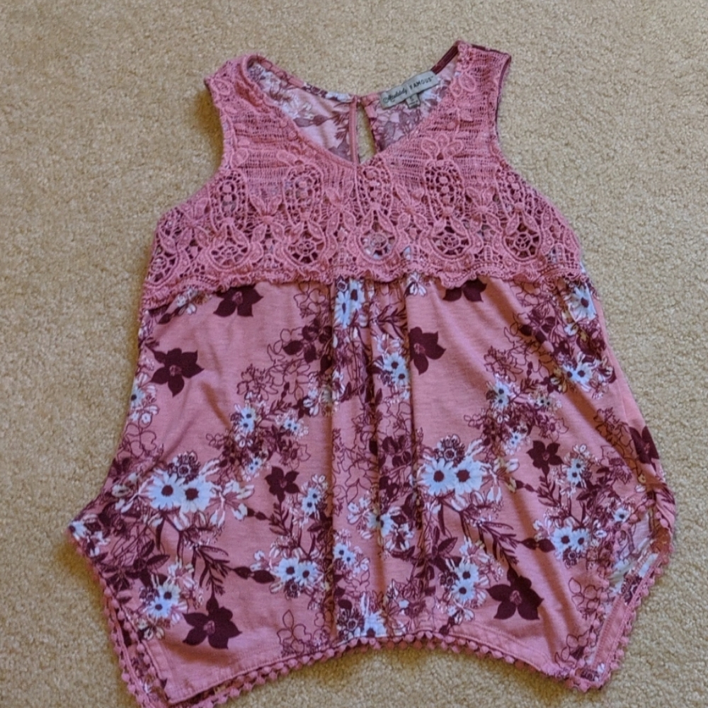 🌻 3/$12 Pink Floral Tank Top